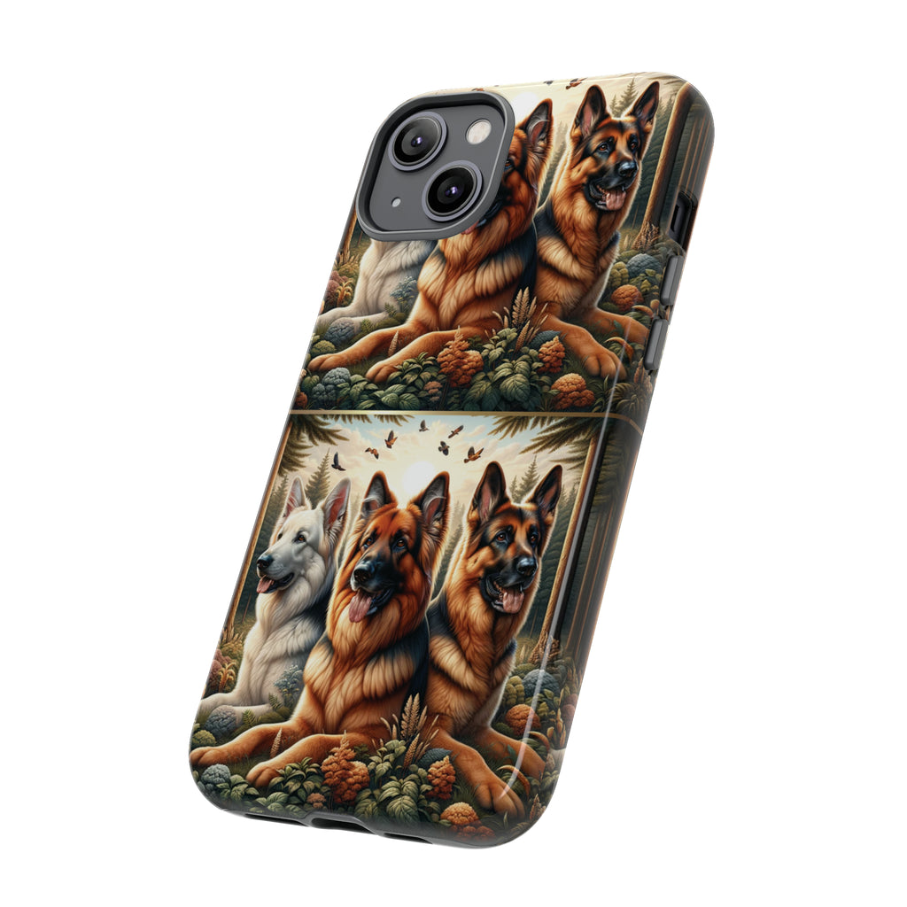 German Shepherd Phone Tough Case Floral Elegant Durable Dog Lover Devices iPhone 15, Samsung iPhone Samsung Accessory Gift for Her.