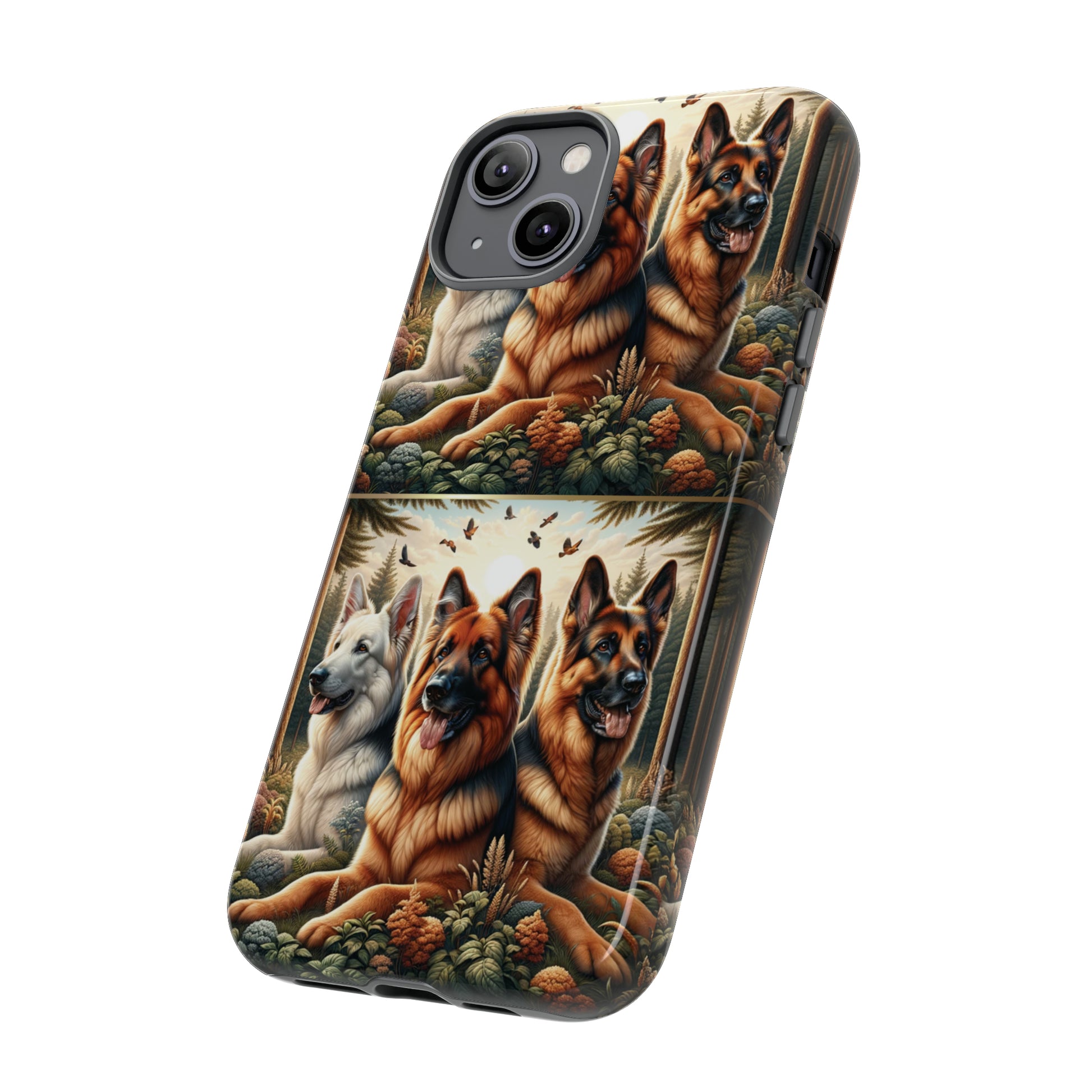 German Shepherd Phone Tough Case Floral Elegant Durable Dog Lover Devices iPhone 15, Samsung iPhone Samsung Accessory Gift for Her.