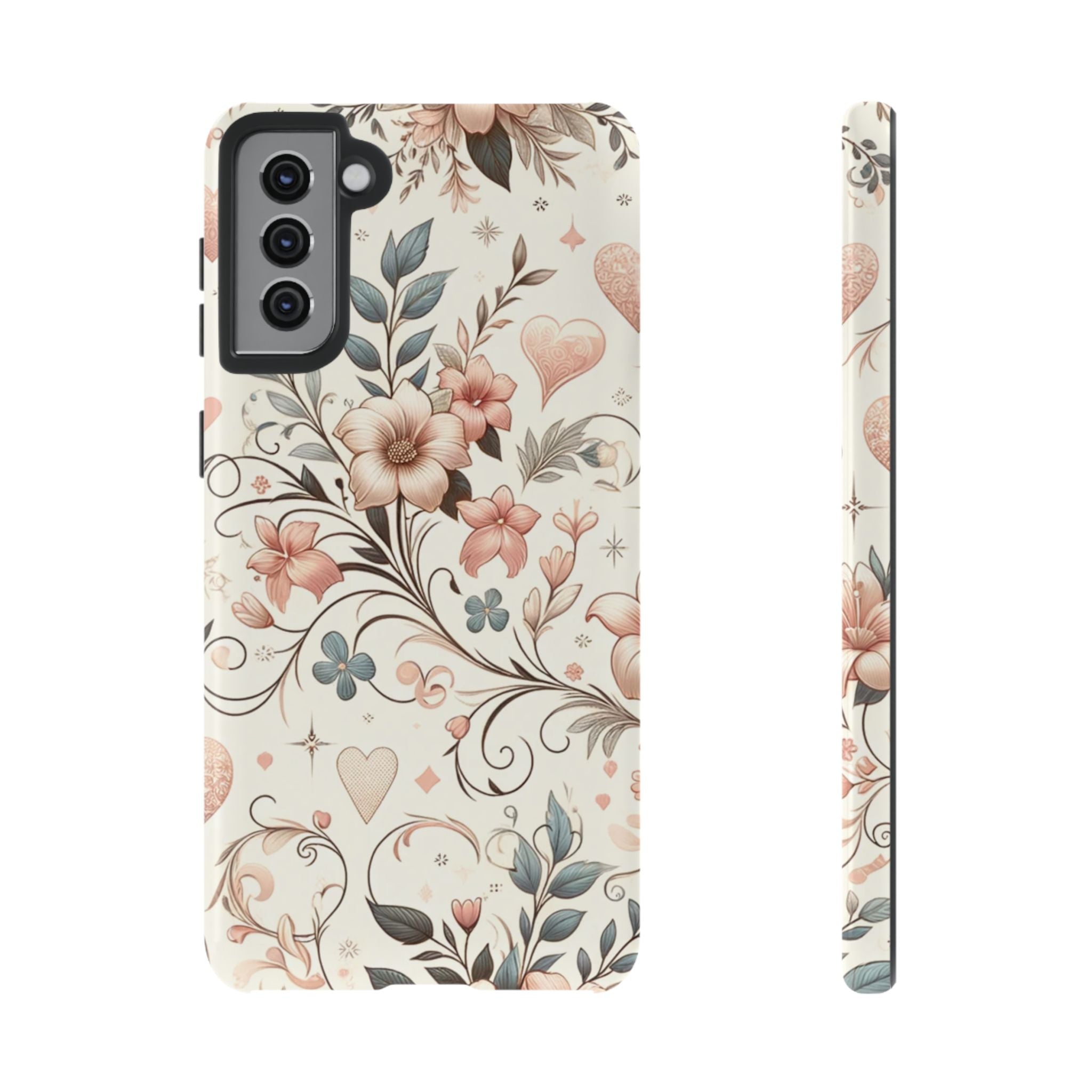Floral Design Luxury Phone Tough Case Floral Elegant Durable Stylish for Modern Devices iPhone 17, 16 15, Samsung iPhone Samsung Accessory Gift for Her
