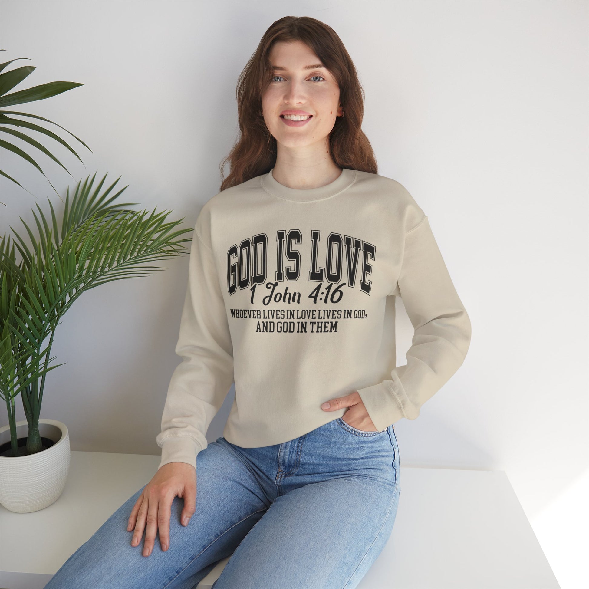 God Is Love Sweatshirt | 1 John 4:16 Bible Verse Christian Apparel | Faith-Based Unisex Crewneck | Inspirational Religious Gift Christians