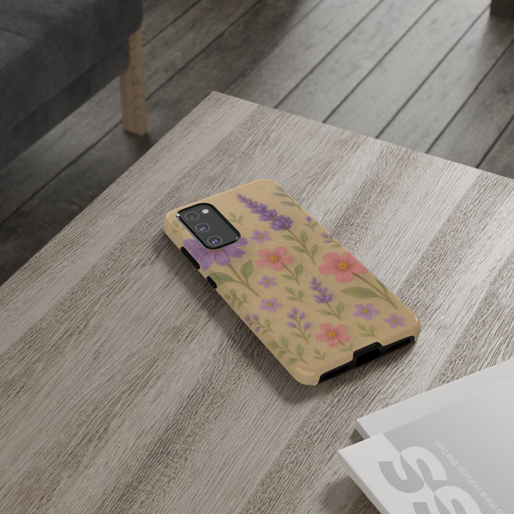 3D Illusion Wildflower Phone Case Cute Pastel Floral Design in Lavender, Pink, Mint Green – Aesthetic Protective Case for iPhone and  Android
