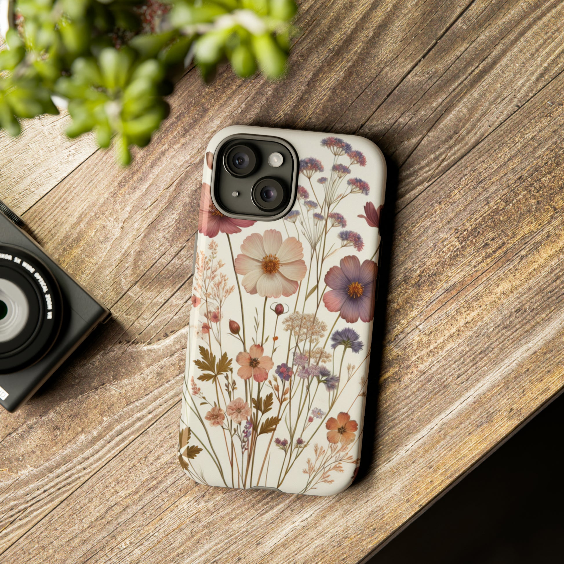 Wildflower Boho Luxury Phone Tough Case Floral Elegant Durable Stylish for Modern Devices iPhone 15, Samsung iPhone Samsung Accessory Gift for Her.