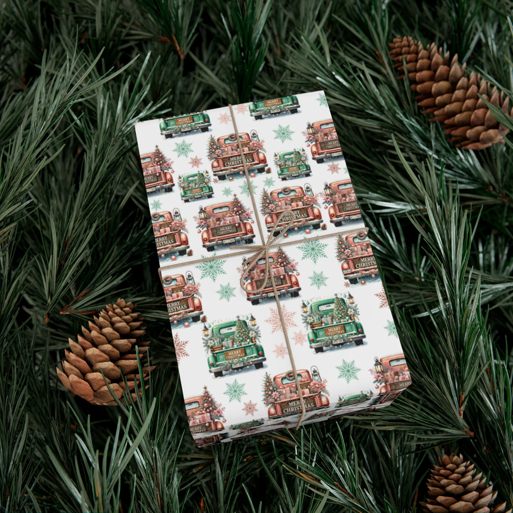 Charming Pink & Mint Green Christmas Pickup Gift Wrap Paper – Festive and Unique Holiday Wrapping, Perfect for Adding a Playful Touch to Your Gifts - MRSBYVALLE