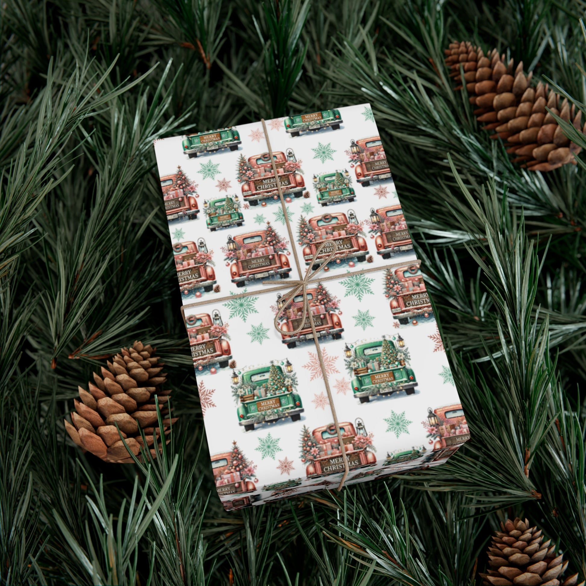 Charming Pink & Mint Green Christmas Pickup Gift Wrap Paper – Festive and Unique Holiday Wrapping, Perfect for Adding a Playful Touch to Your Gifts - MRSBYVALLE