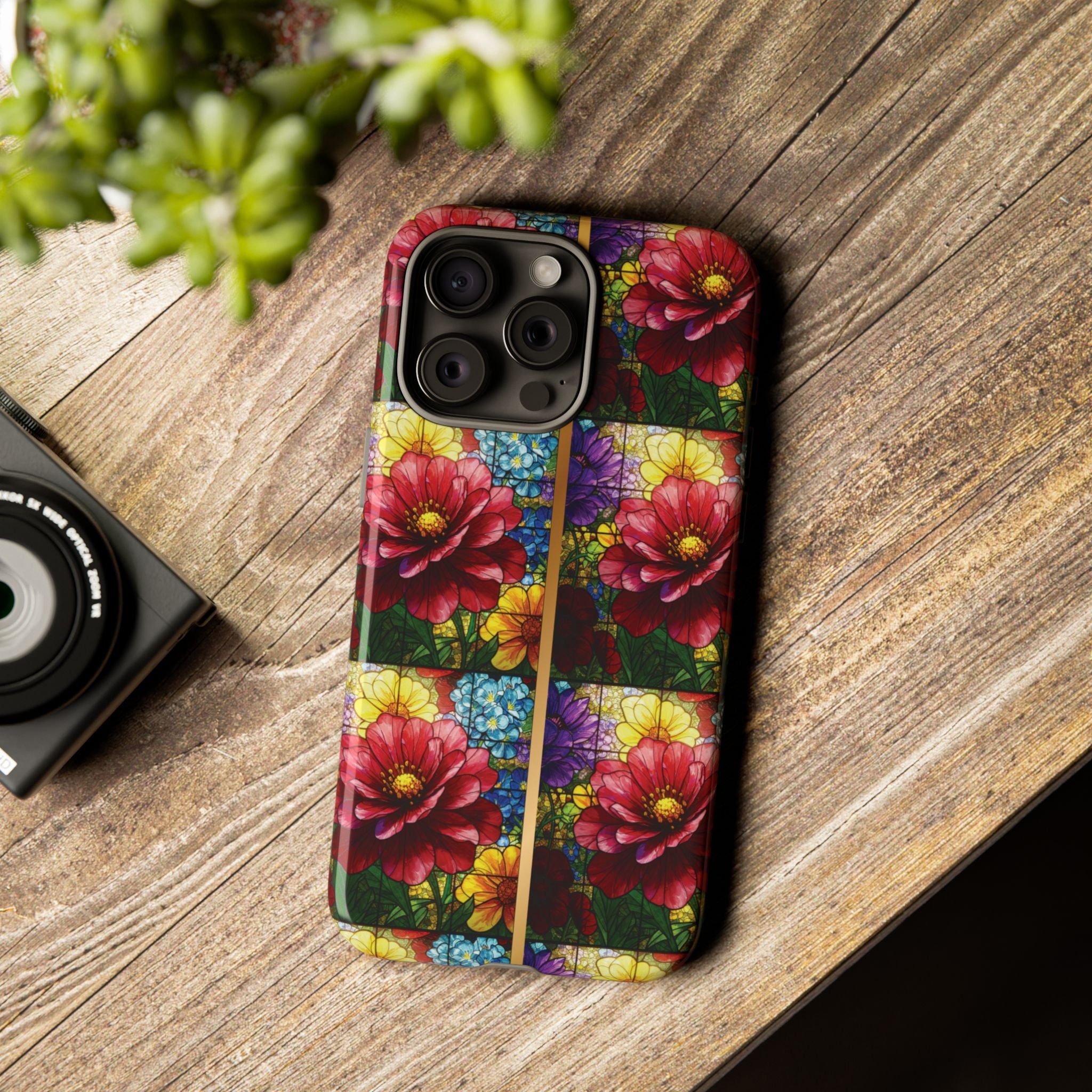 Stained Glass Illusion Floral Phone Case  3D Colorful Flower Design, Protective Christian Gift, Fits iPhone, Samsung, Google Pixel
