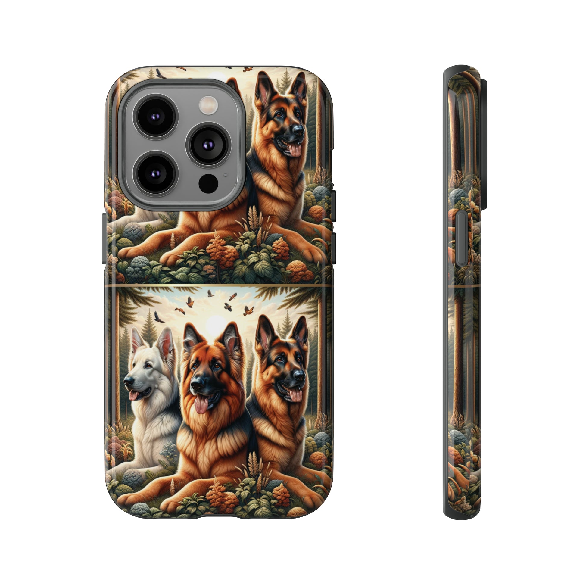 German Shepherd Phone Tough Case Floral Elegant Durable Dog Lover Devices iPhone 15, Samsung iPhone Samsung Accessory Gift for Her.