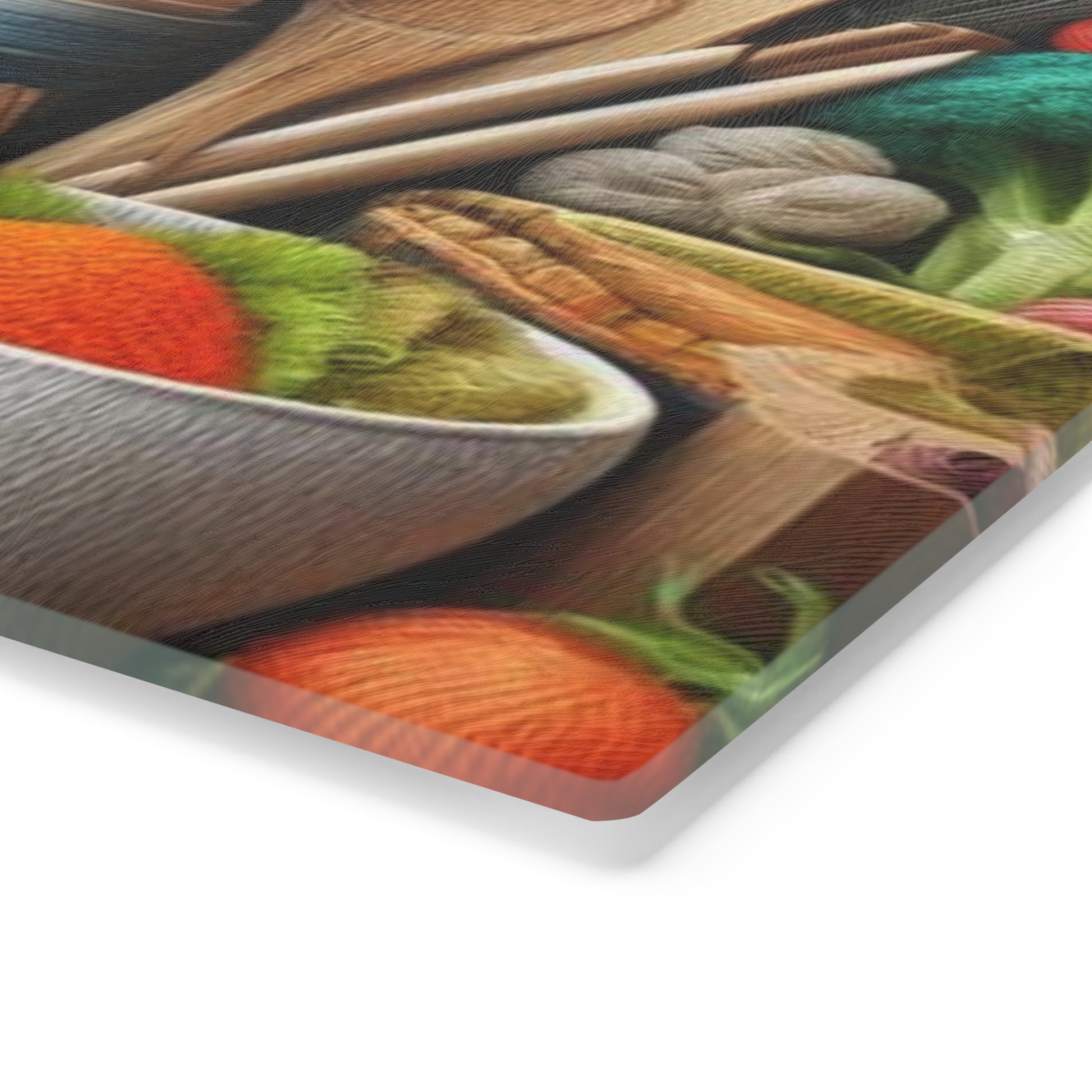 Vibrant Harvest Lively Fruit & Veggie Design Glass Cutting Board for Culinary Inspiration, Housewarming, New House Gift for the Chef or Cook - MRSBYVALLE