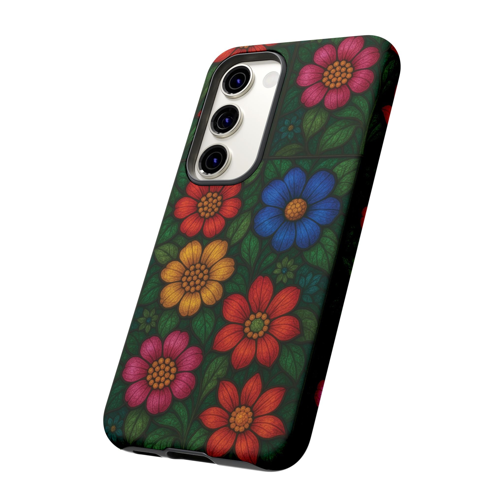 Coque de téléphone effet vitrail floral lumineux Art abstrait coloré, Étui de protection esthétique pour iPhone, Samsung et Google, Idée cadeau unique pour maman