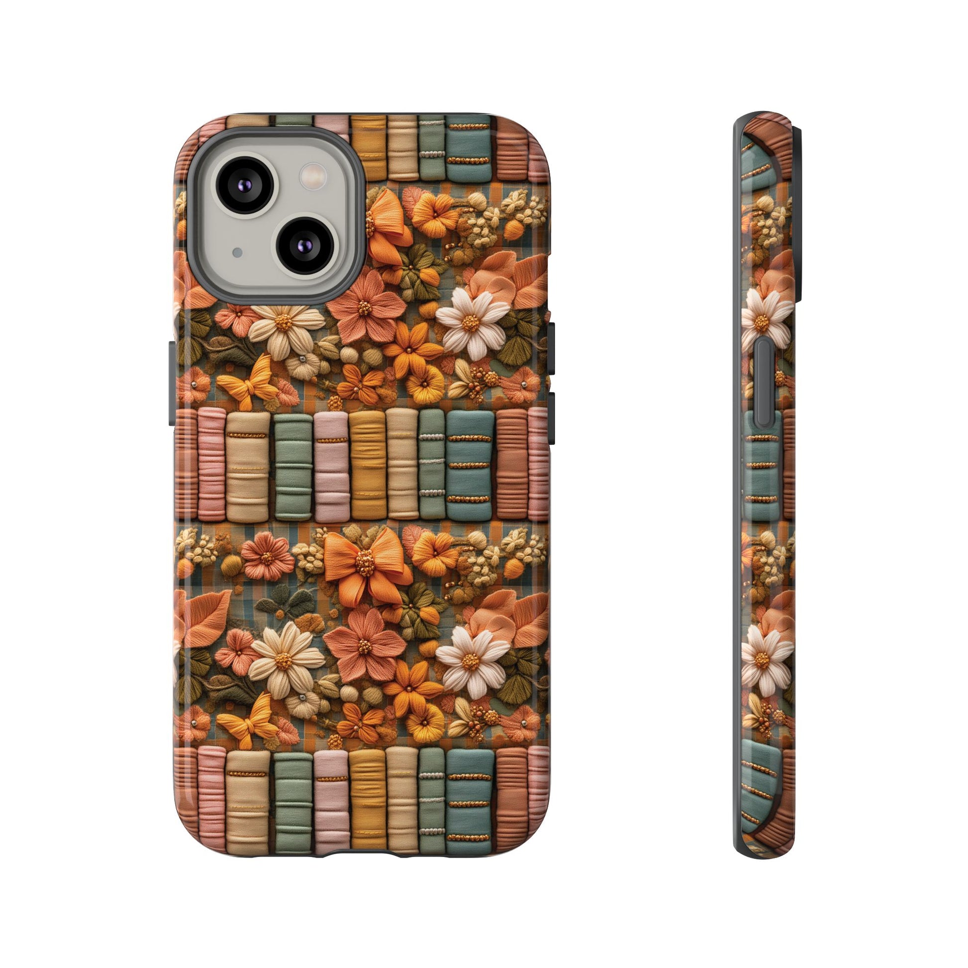 3D Illusion Boho Floral and Books Phone Case Gift for Her Phone 15, Samsung iPhone Samsung Gift for Her Case iPhone 15, Samsung iPhone Samsung Accessory Gift for Her