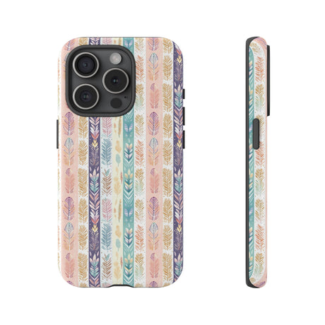 Boho Pastel Feathers Modern Watercolor Abstract Phone Case Compatible with iPhone, Samsung & More - Stylish, Durable Protection with Vibrant Artistic Design Perfect Gift for Her