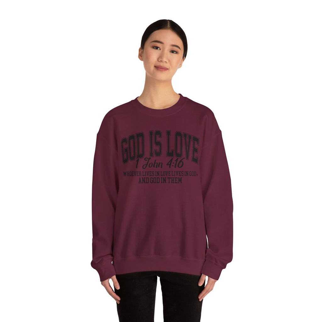 God Is Love Sweatshirt | 1 John 4:16 Bible Verse Christian Apparel | Faith-Based Unisex Crewneck | Inspirational Religious Gift Christians