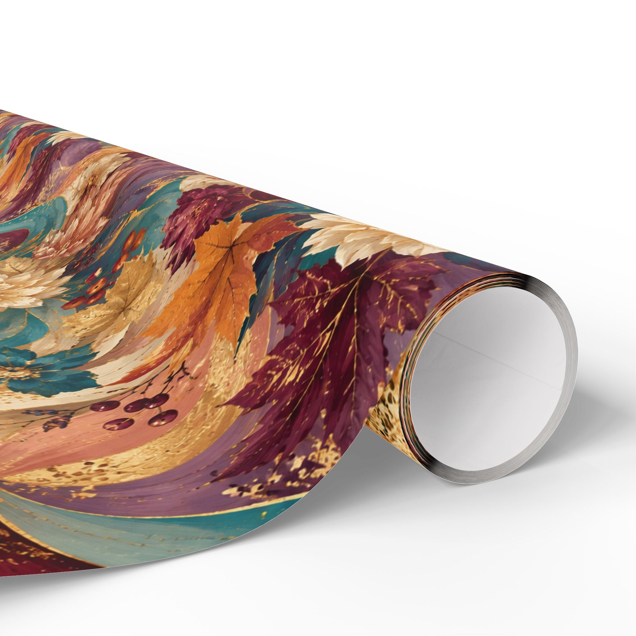 Autumn Floral Swirl Wrapping Paper - Fall Leaves & Bouquet Gift Wrap