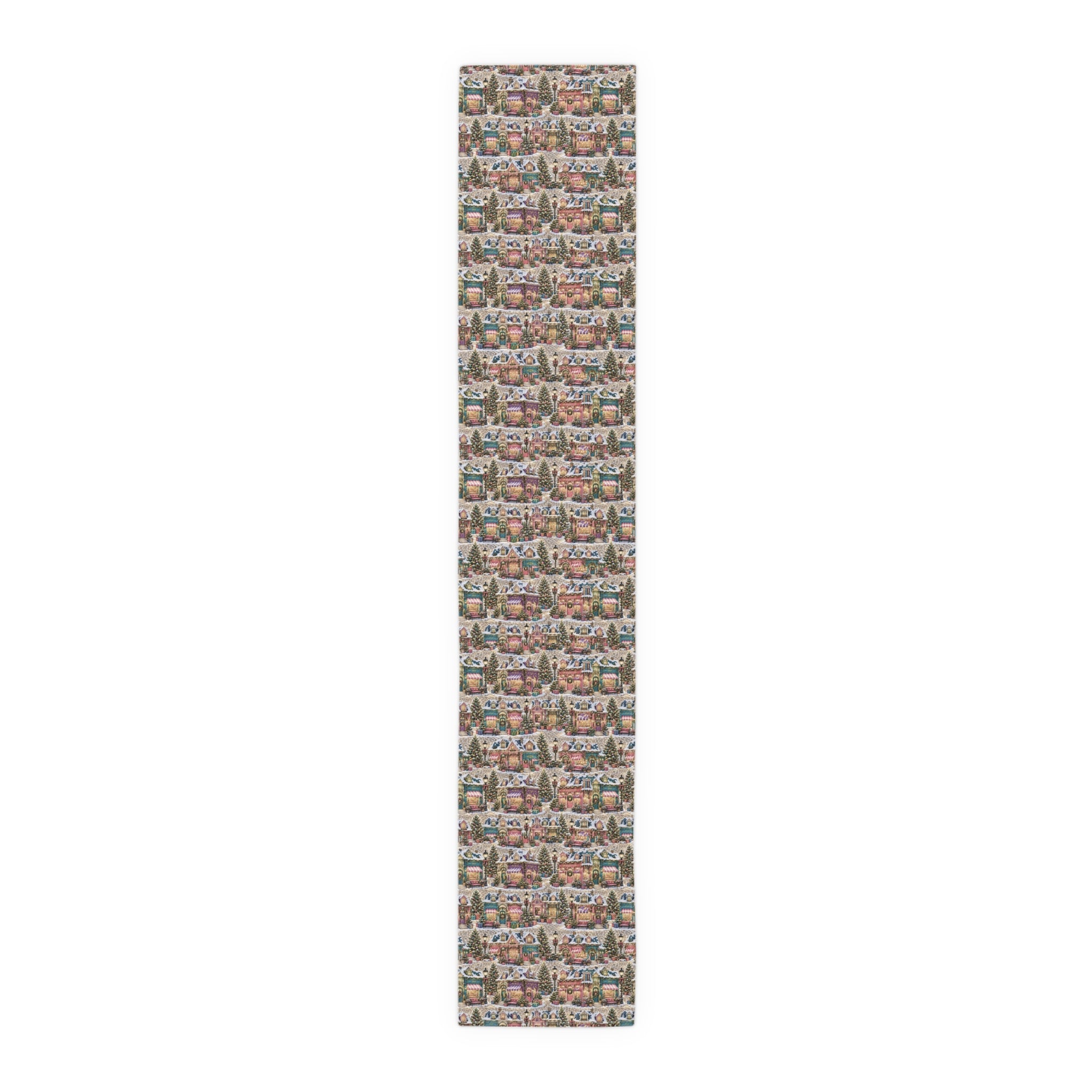 Vintage Christmas Village Table Runner Holiday Perfect Runner Village Scene Cottage