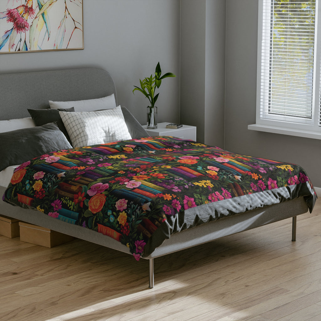 Ultra-Soft Minky Blanket Cozy Comfort Throw Books and Floral Design – Perfect for Reading Nooks and Bedrooms Plush Microfiber for Maximum Comfort Blanket, Perfect for Snuggling Decor, Cozy All-Season Warmth,Housewarming Gift Throw - MRSBYVALLE