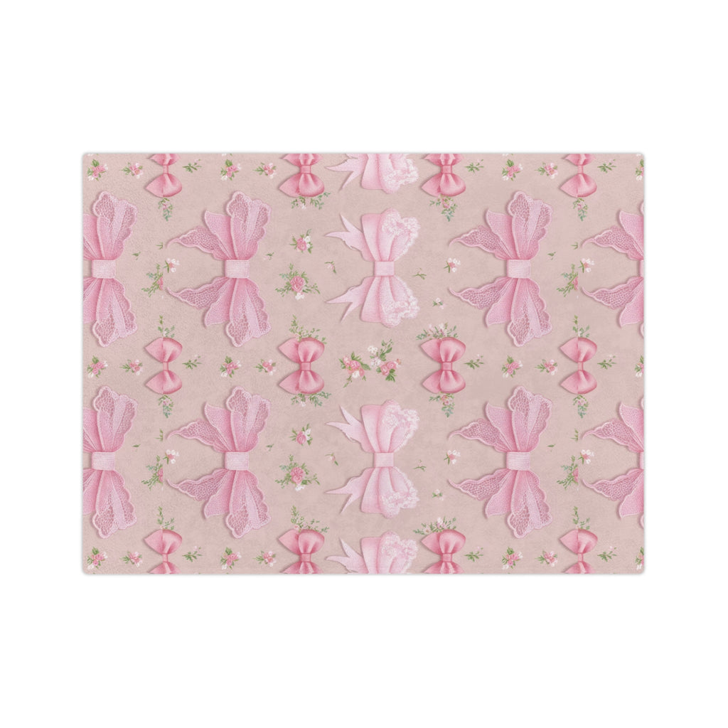 Pink Bows with Floral Minky Blanket Soft, Festive, and Perfect for Holiday Snuggles and Gifting Housewarming Gift Throw