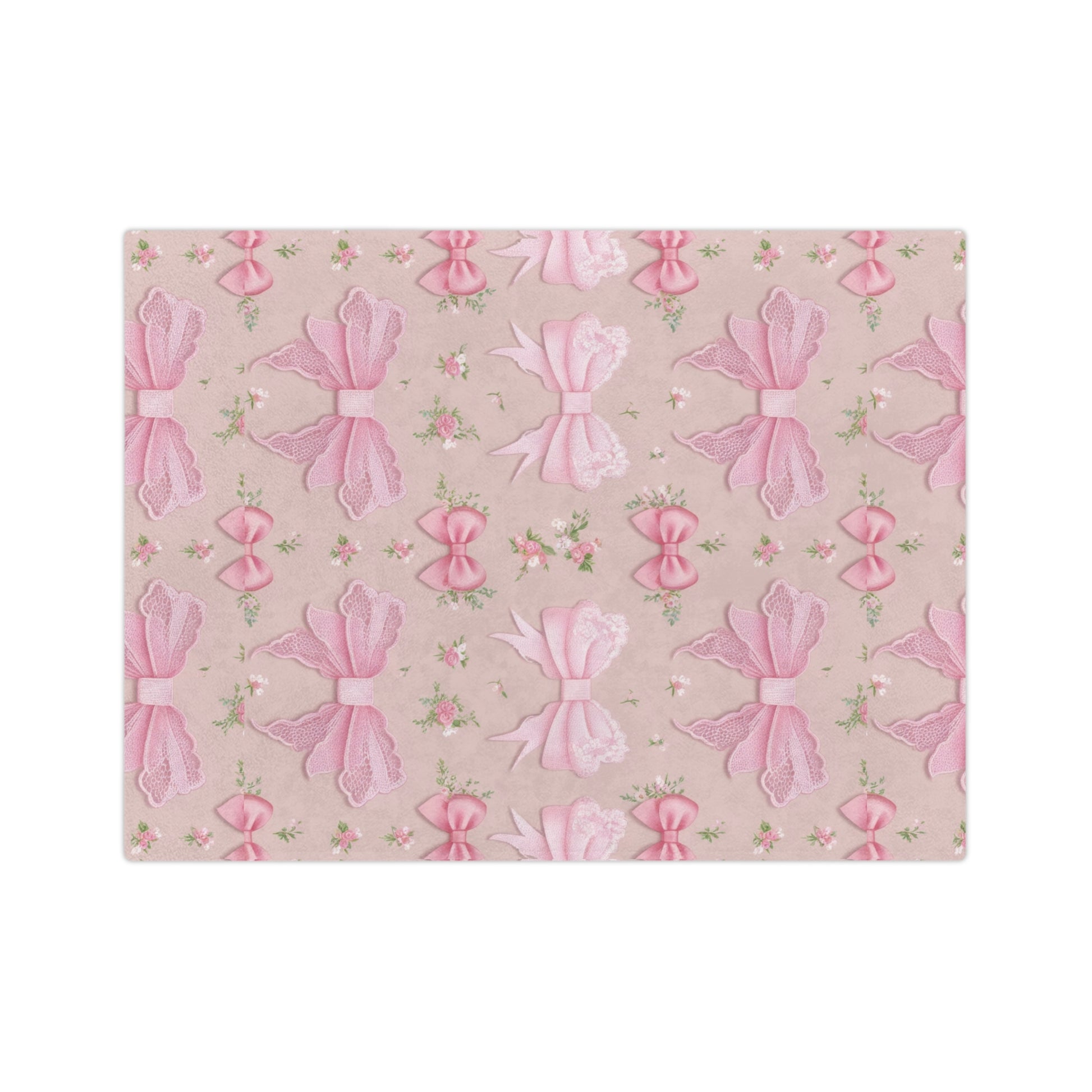 Pink Bows with Floral Minky Blanket Soft, Festive, and Perfect for Holiday Snuggles and Gifting Housewarming Gift Throw