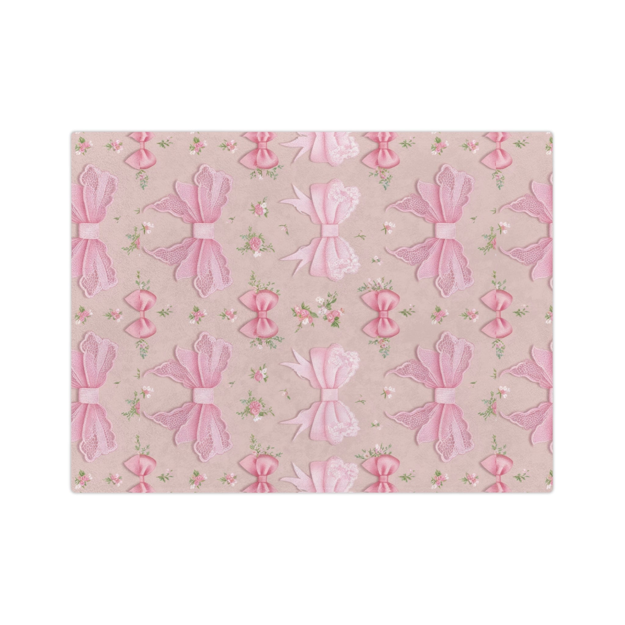Pink Bows with Floral Minky Blanket Soft, Festive, and Perfect for Holiday Snuggles and Gifting Housewarming Gift Throw