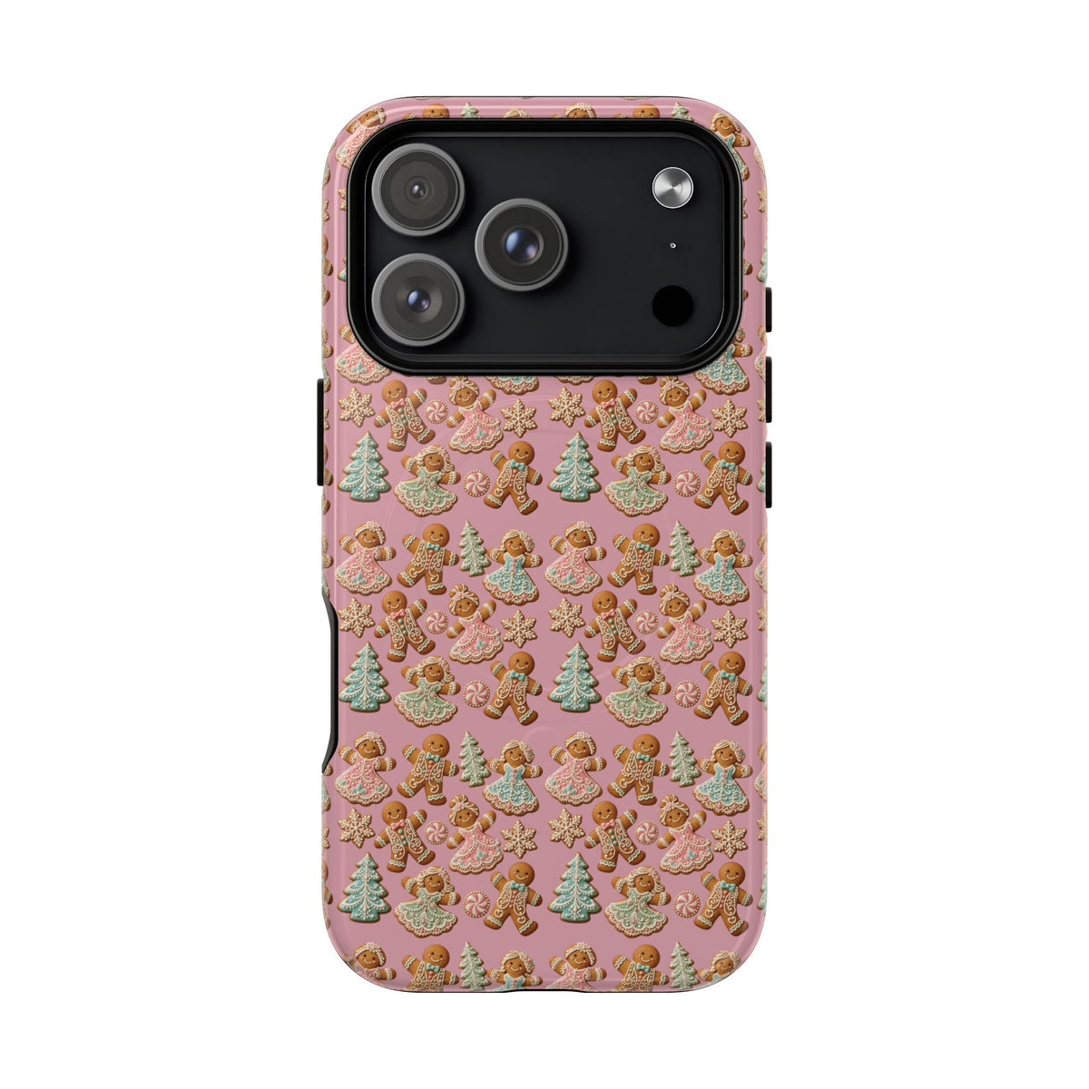 Phone Case — Pink Gingerbread Cookies Pattern Tough Magnetic Case