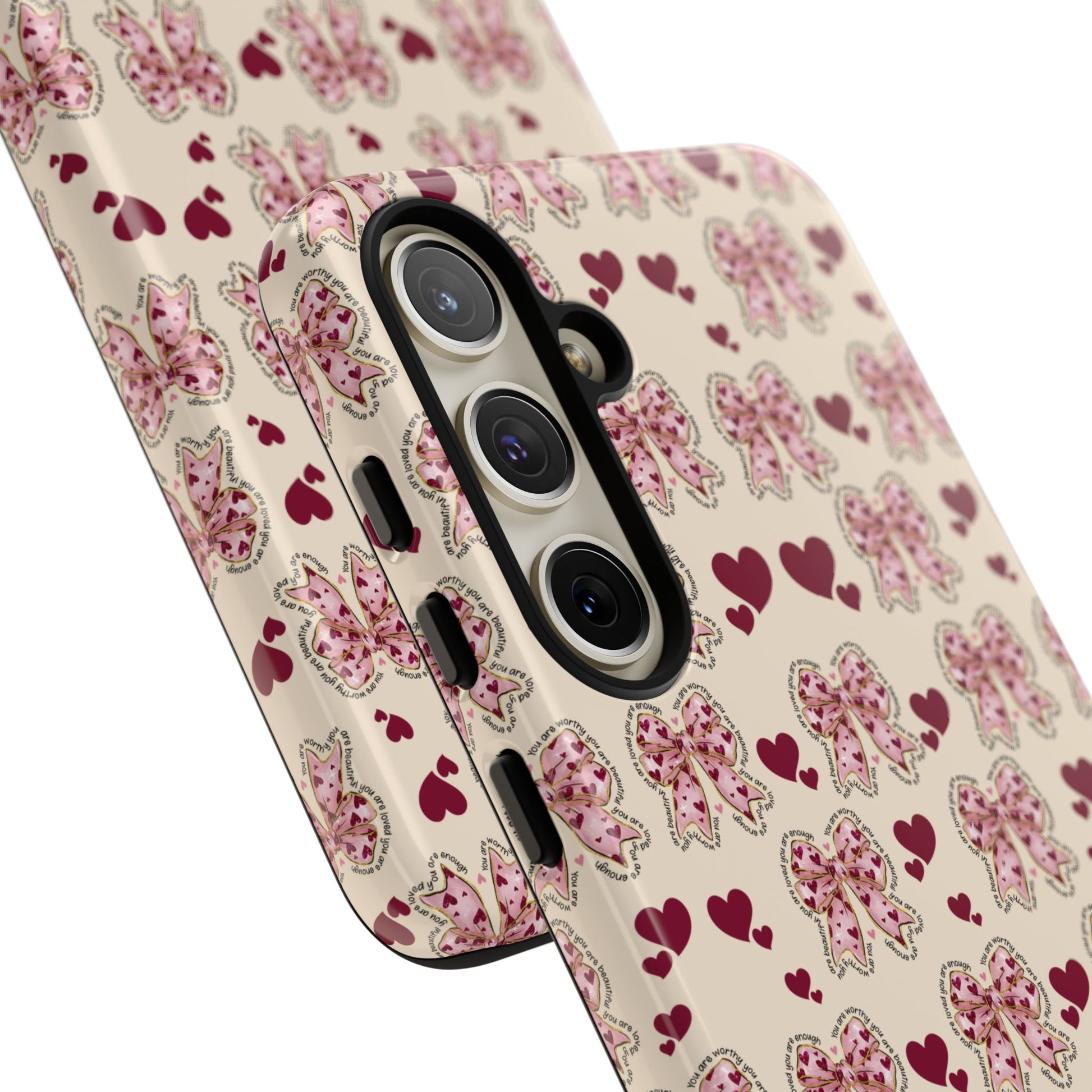 Charming Hearts & Pink Bows Phone Case Stylish & Durable Protection for Your Device | Scratch-Resistant, Slim Fit, and Lightweight Design for Everyday Use for iPhone & Android | Fresh Nature-Inspired Design!