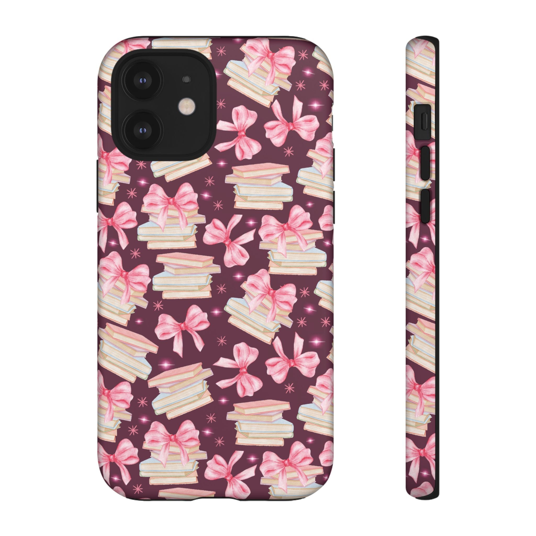 Coquette Pink Bows & Books Phone Case for iPhone 17 and Samsung, Pixel | Stylish Protective Cover Gift for Her Perfect for Floral Lover