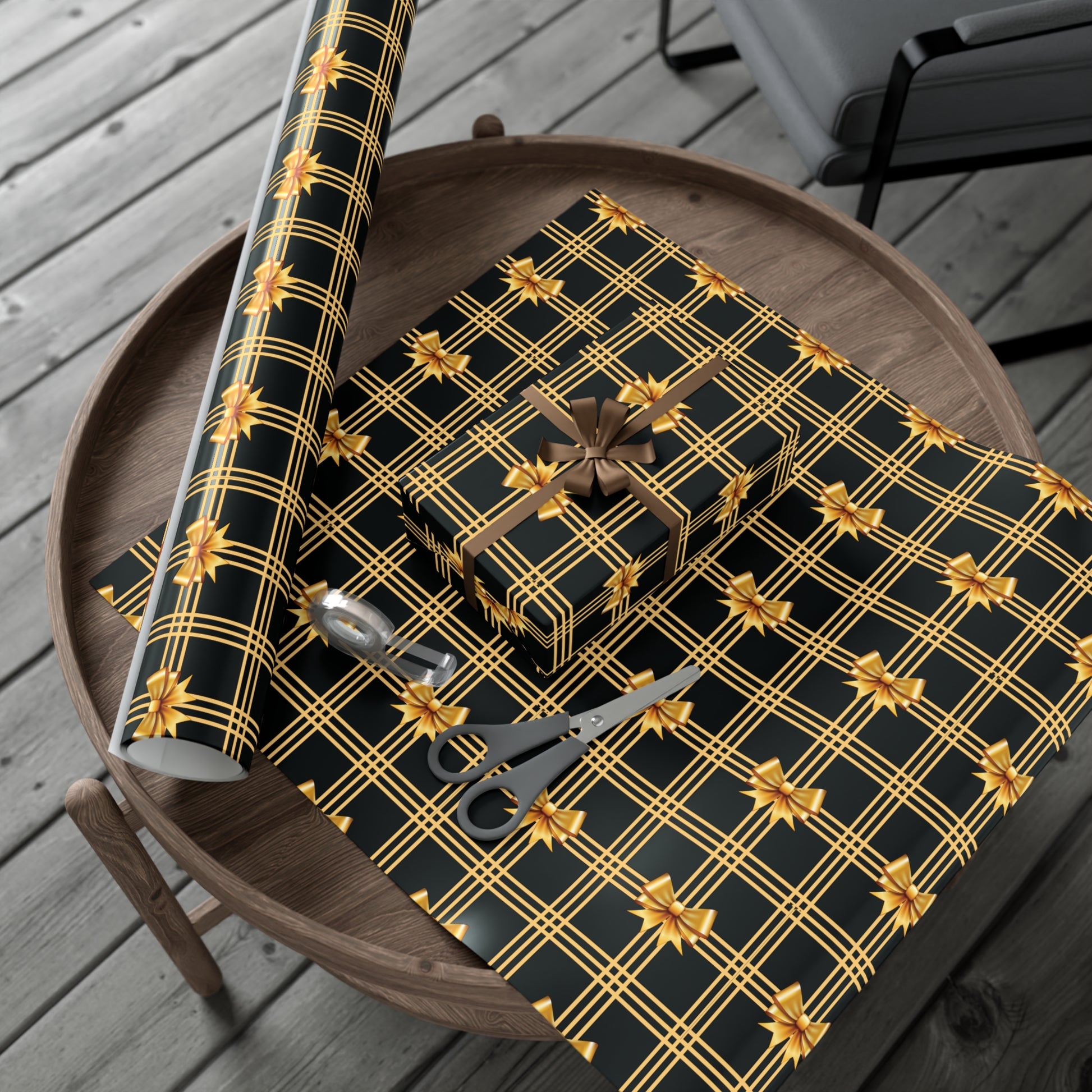 Black and Gold Bows Wrapping Paper Luxury Lover's Wrapping Paper Collection Festive Perfect for Wedding Holiday Decor – Premium Quality - MRSBYVALLE