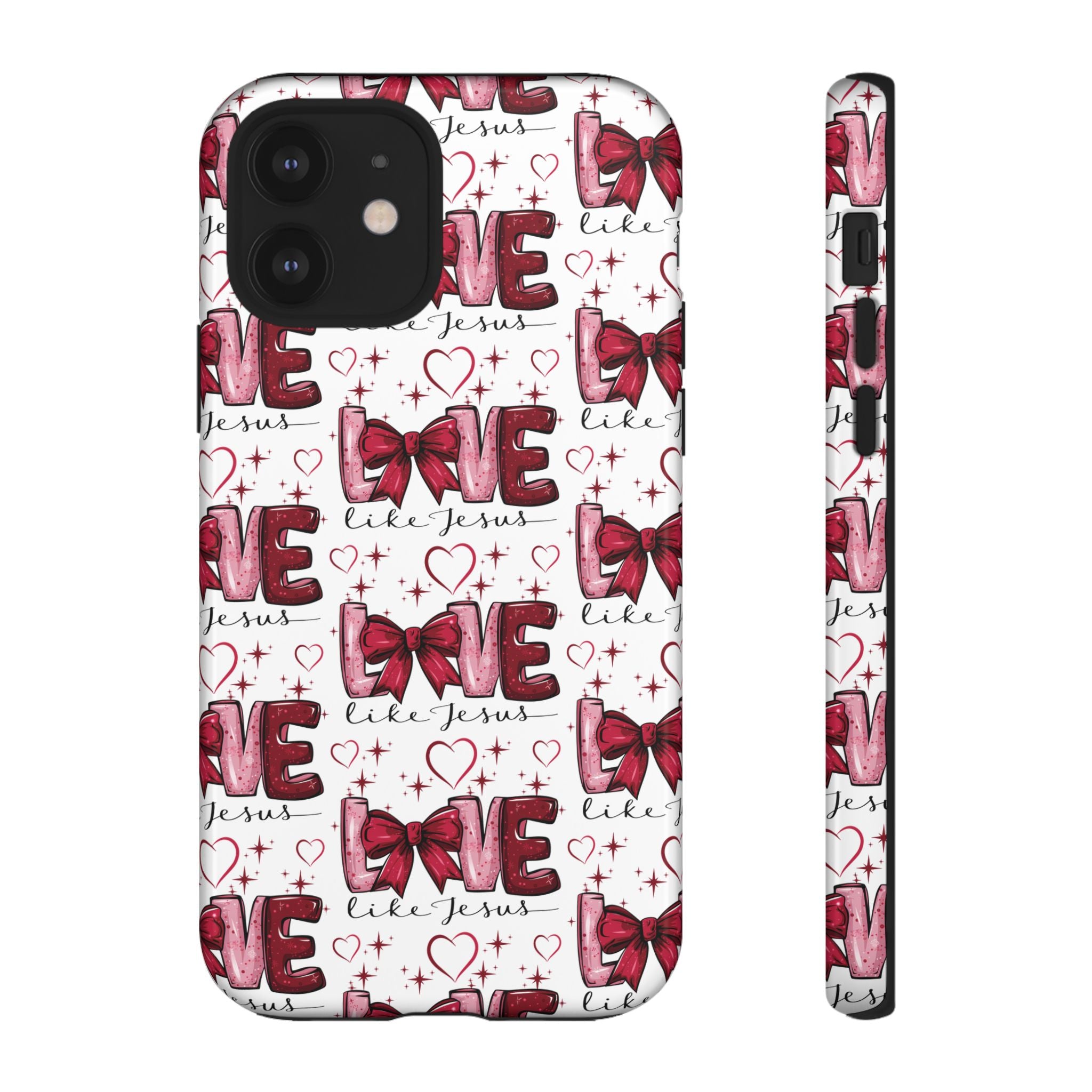 Love Like Jesus Red Bows and Hearts—Tough, Faithful Phone Cases & Religious iPhone Accessories: Protect Your Device & Show Your Faith