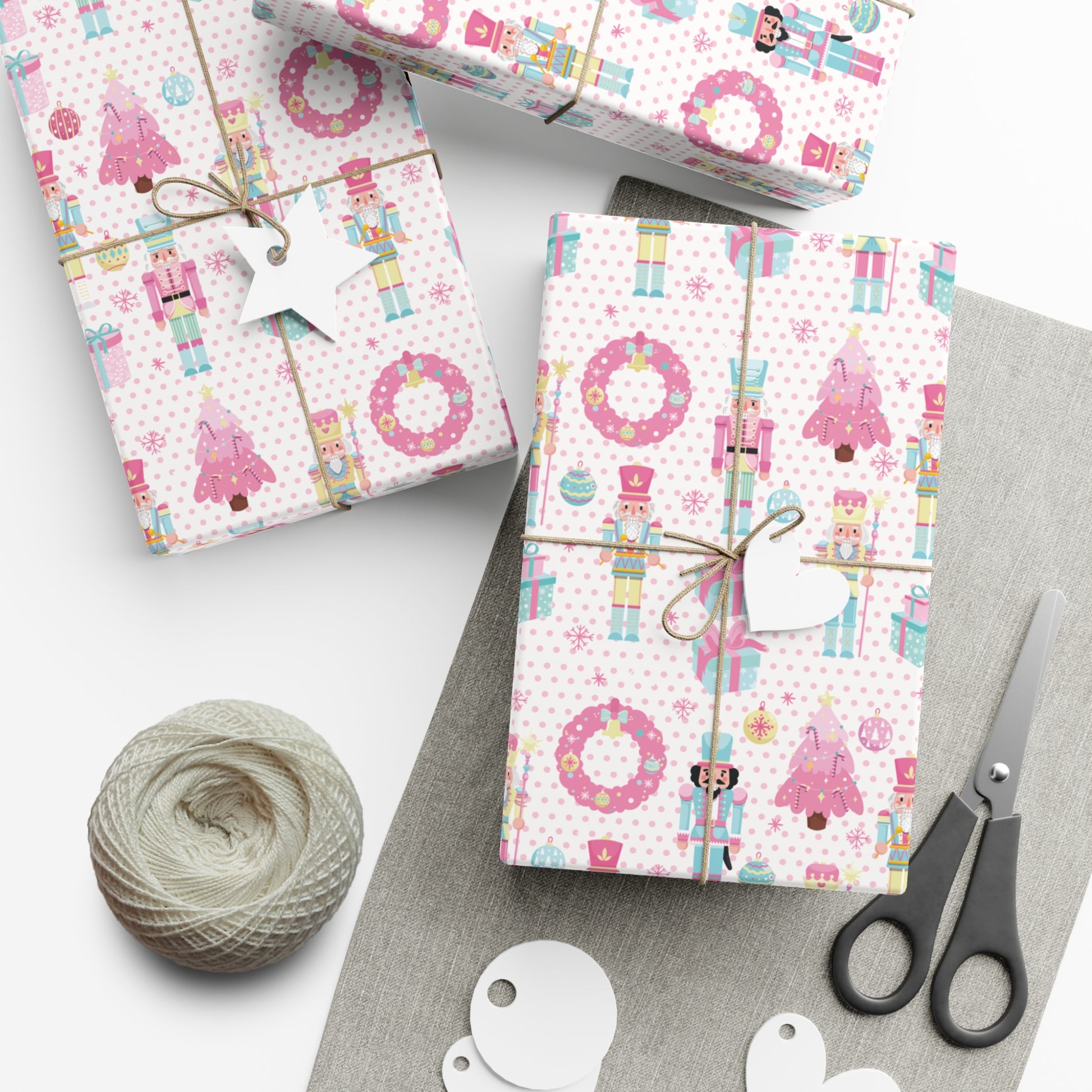 Pink Christmas Nutcrackers Wrapping Paper | Vibrant Seasonal Blooms | Perfect for Thanksgiving, Birthdays, Special Occasions | Premium Quality Gifts Moms - MRSBYVALLE