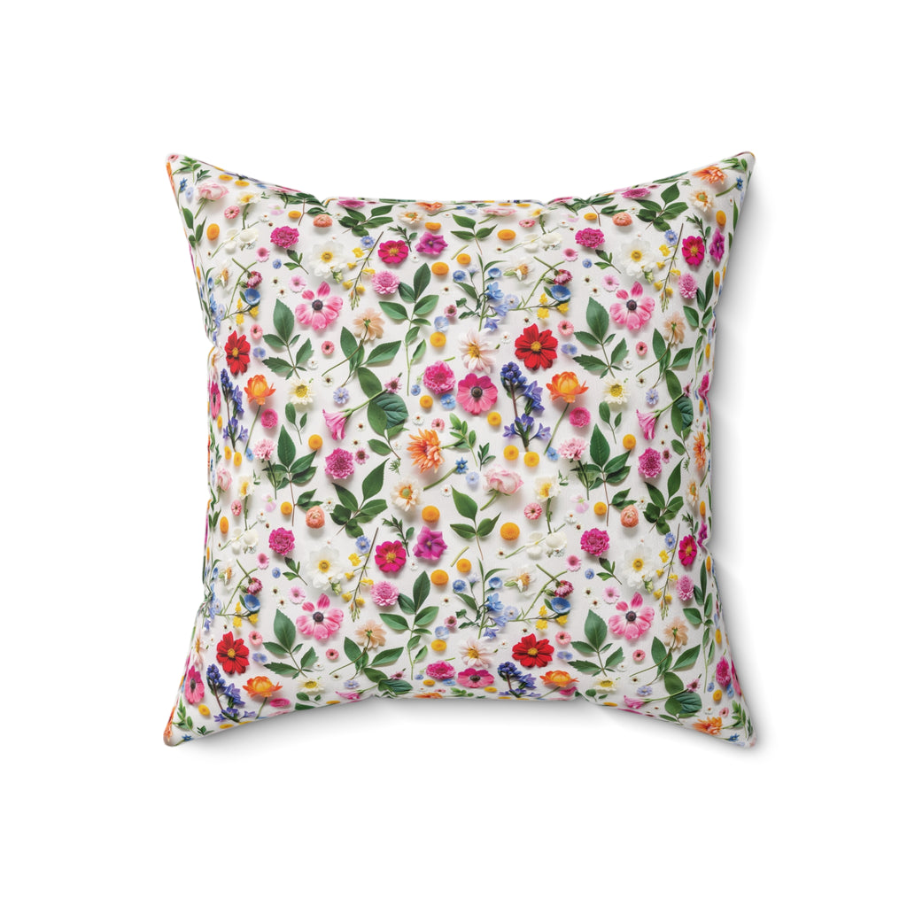 Modern Wildflowers Decorative Pillow - Available in 16x16, 18x18, 20x20 - Vibrant Accent for Living Room, Bedroom, or Sofa Decor 100% Polyester with Double-Sided Print