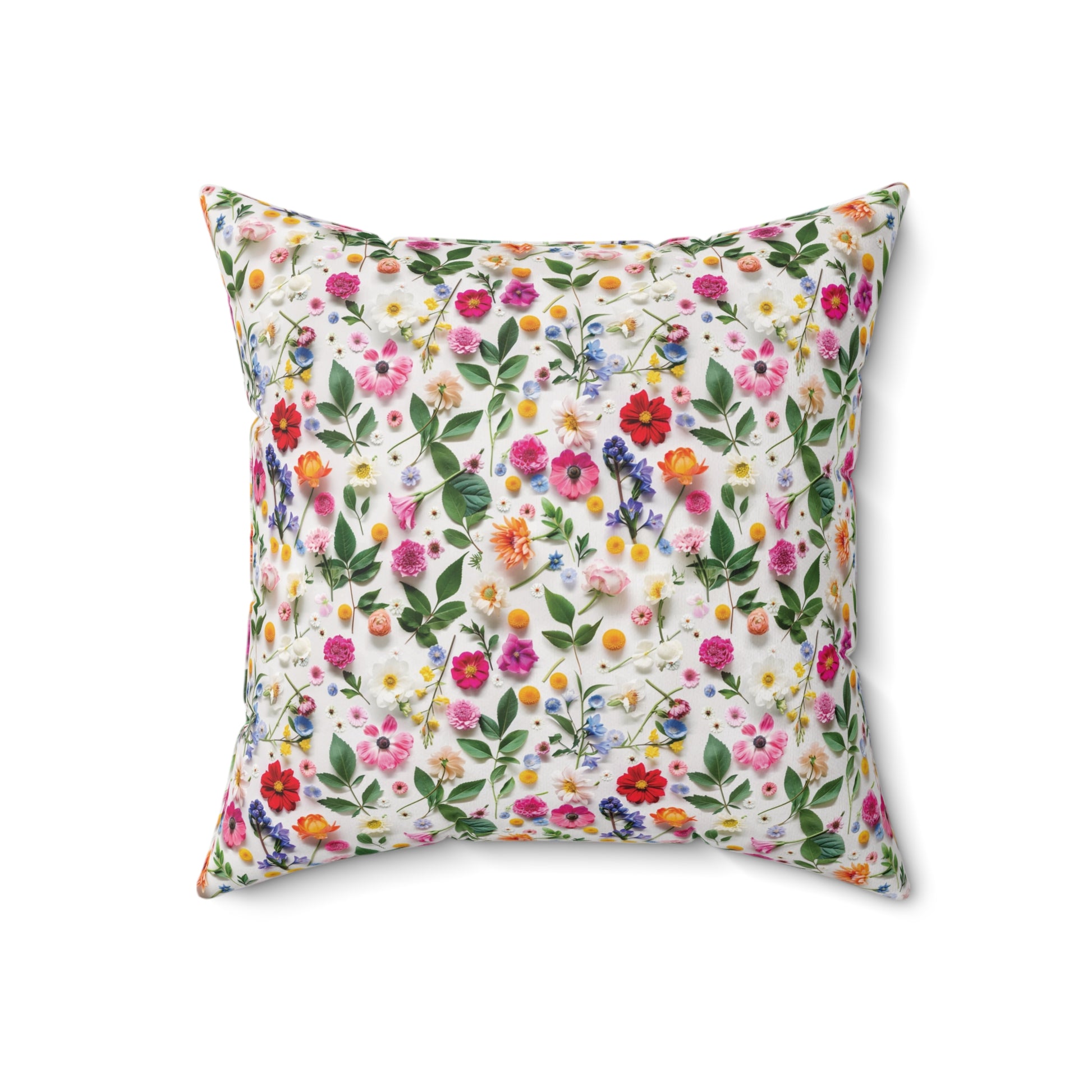 Modern Wildflowers Decorative Pillow - Available in 16x16, 18x18, 20x20 - Vibrant Accent for Living Room, Bedroom, or Sofa Decor 100% Polyester with Double-Sided Print