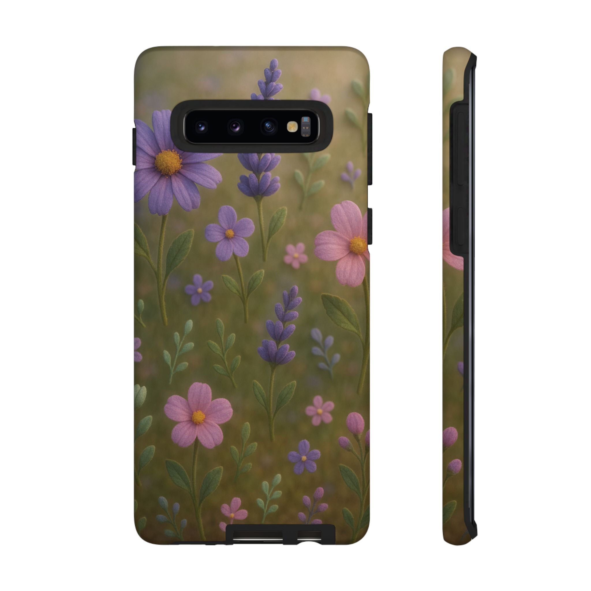 Pastel Flowers 3D Illusion Wildflower Phone Case Cute Pastel Floral Design in Lavender, Pink, Mint Green Aesthetic Protective Case for iPhone and  Android