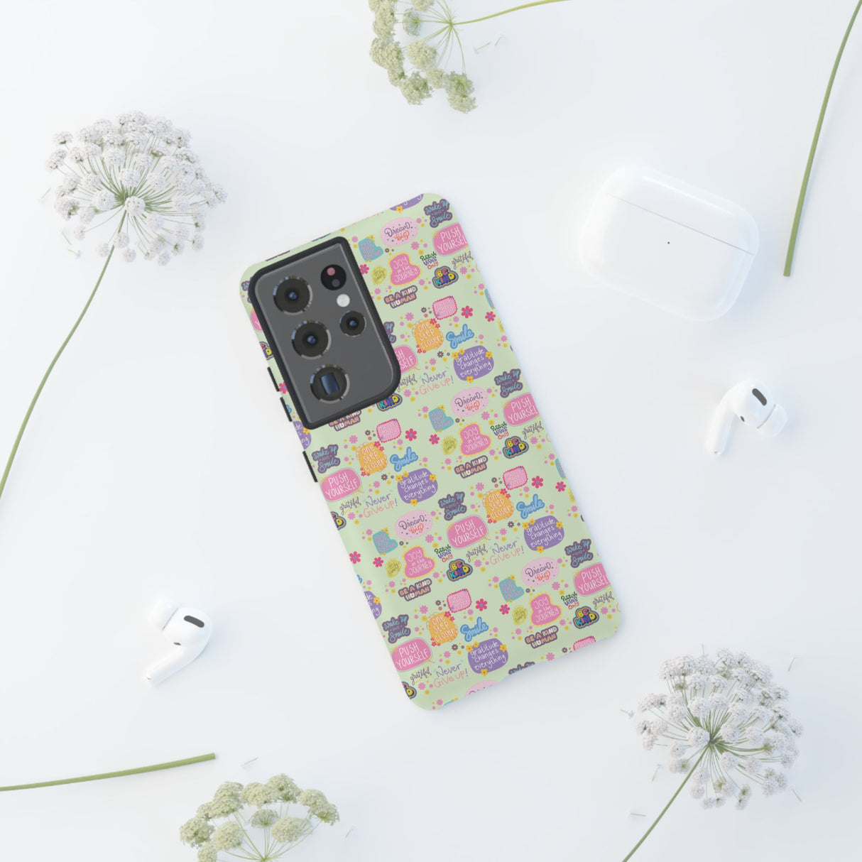 Good Vibes Only Protective Phone Case  Shockproof Slim Aesthetic Motivational Quote Cover, Positive Affirmation Gift for Mom, Teens & Besties | iPhone & Galaxy