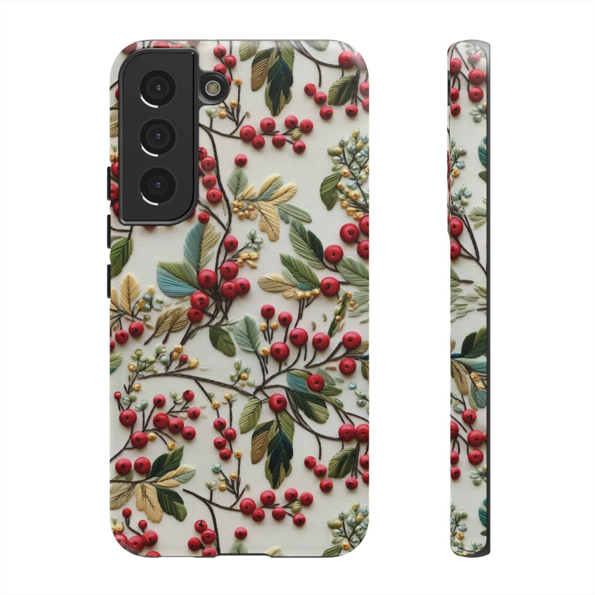 Holly Christmas Wildflowers Boho Chic Design Phone Case - Stylish, Protective Cover for All Models Gift for Mom Accessory Gift for Her