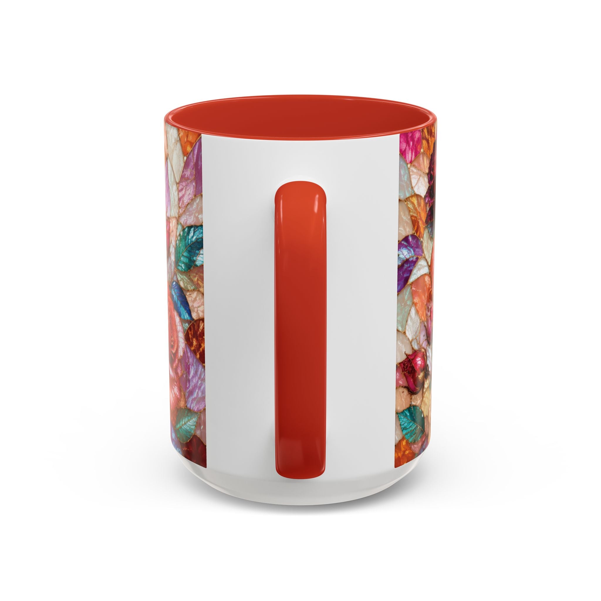 Floral Stained-Glass Accent Coffee Mug Colorful Rose Pattern (11/15 oz) Gift for Her