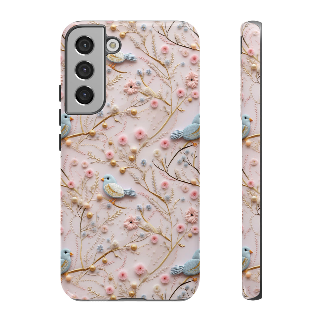 3D Birds Elegant Faux Flowers Phone Case Stylish & Durable for iPhone Samsung Gift iPhone 15, 14, 13 Samsung Pixel Gift for Mom Accessory Gift for Her