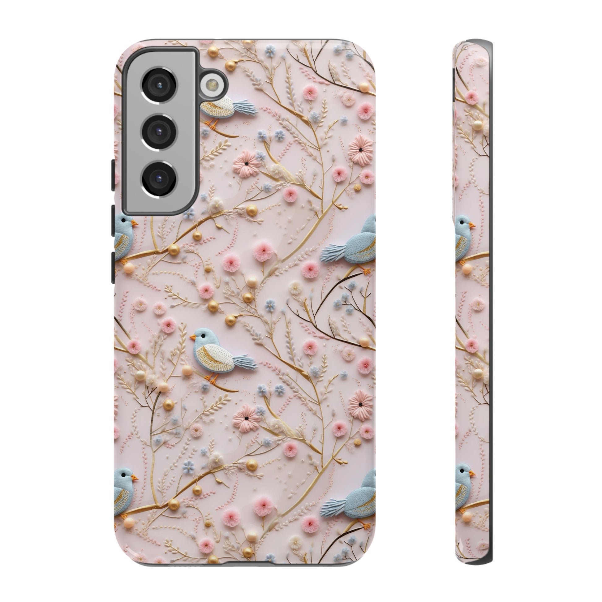 3D Birds Elegant Faux Flowers Phone Case Stylish & Durable for iPhone Samsung Gift iPhone 15, 14, 13 Samsung Pixel Gift for Mom Accessory Gift for Her
