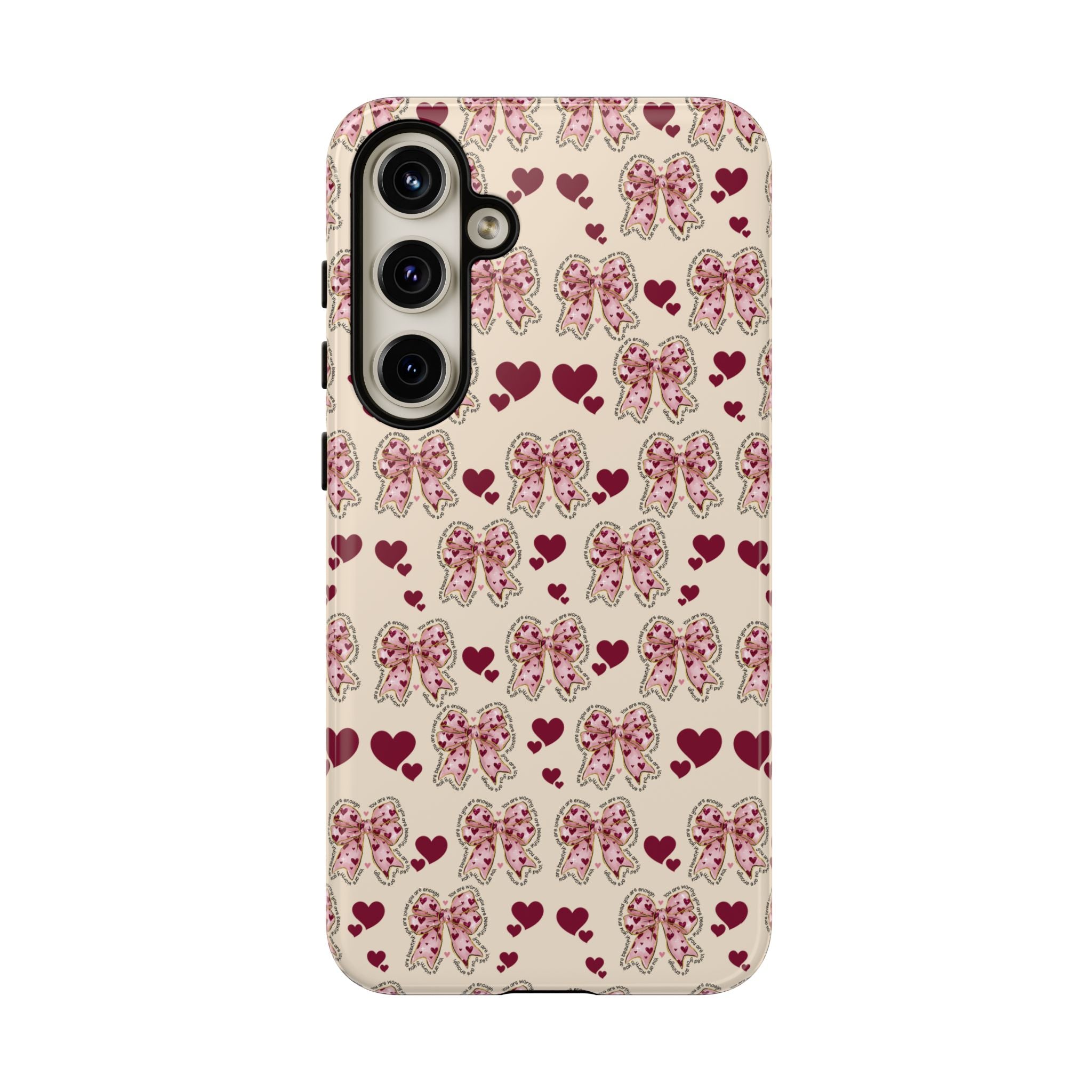 Charming Hearts & Pink Bows Phone Case Stylish & Durable Protection for Your Device | Scratch-Resistant, Slim Fit, and Lightweight Design for Everyday Use for iPhone & Android | Fresh Nature-Inspired Design!