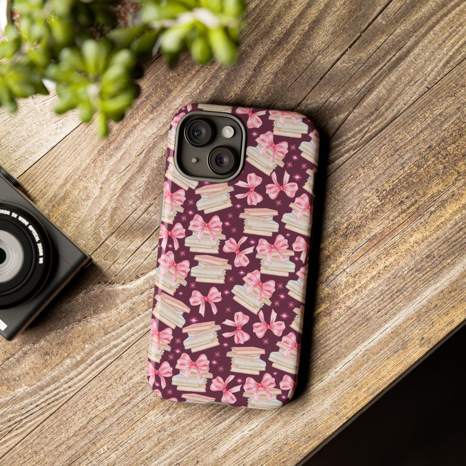 Coquette Pink Bows & Books Phone Case for iPhone 16 15 14 13 12  21 23 Samsung, and Pixel | Stylish Protective Cover Gift for Her Perfect for Floral Lover