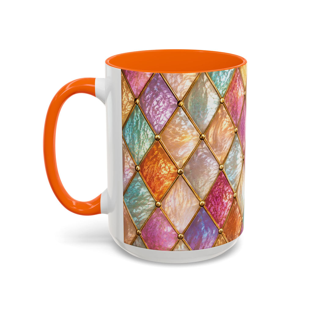 Colorful Jewel-Quilt Accent Coffee Mug — Vibrant Stained-Glass Pattern (11/15oz) Gift for her
