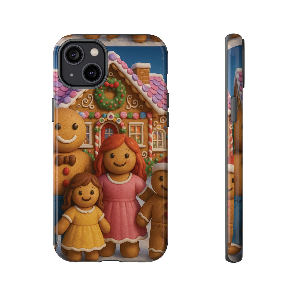 Coque de téléphone esthétique Famille en Pain d'Épices – Design d'inspiration vintage sur le thème de Noël – Étui stylé pour modèles iPhone et Samsung Galaxy