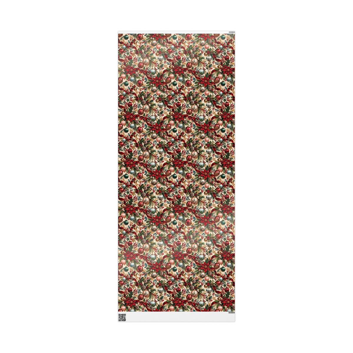 Vintage Christmas Poinsettia Wrapping Paper