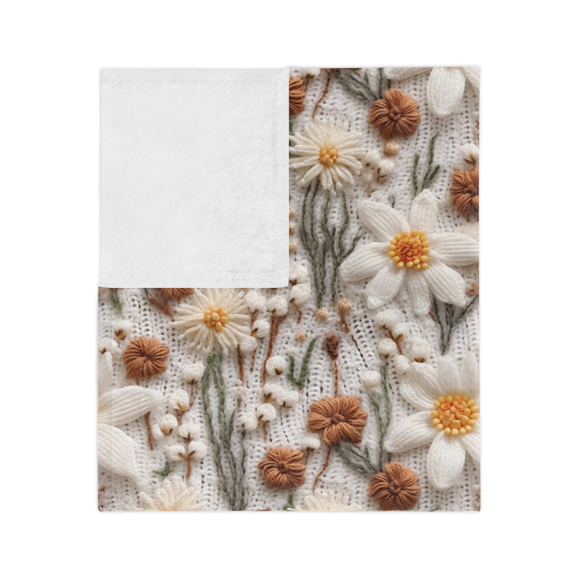 Wildflower Mirage Boho 3D Embroidery Illusion Minky Blanket Cozy Comfort Throw Ultra-Soft Microfiber Comfort Blanket, Perfect for Snuggling Decor, Cozy All-Season Warmth, Comfort Housewarming Gift Throw.