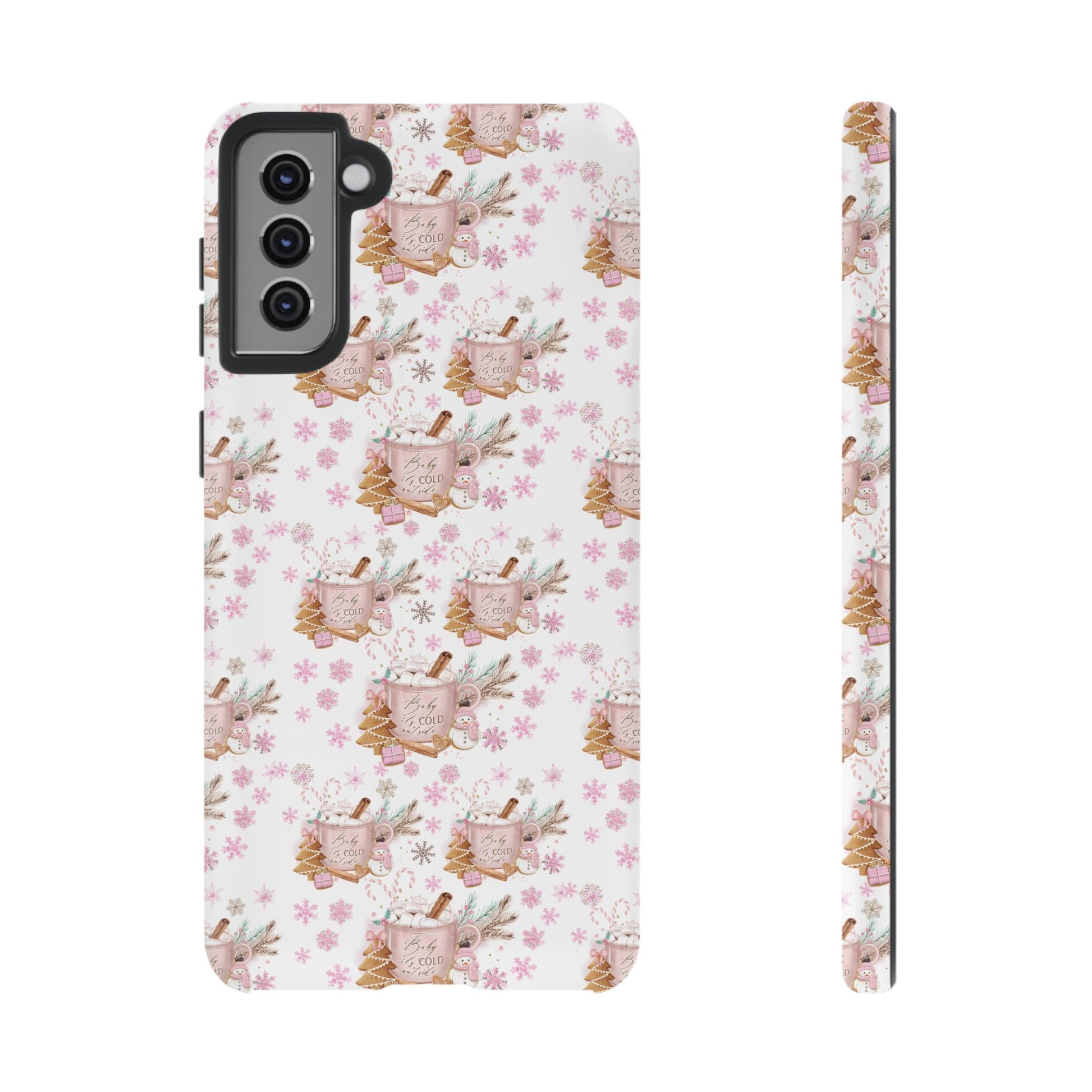 Baby it's Cold Outside Pink and White Phone Case Unique Holiday Protection for Your Device | Stylish & Durable Cover Gift for Her Phone 15, Samsung iPhone Samsung Accessory Gift for Her