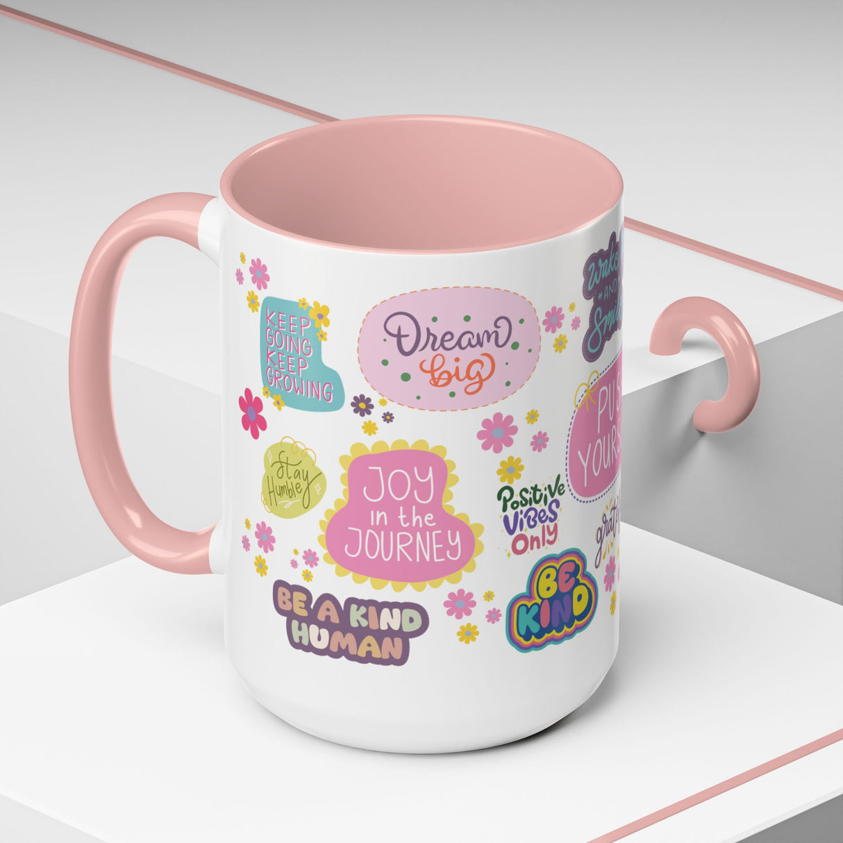 Good Vibes Only Coffee Mug 11 & 15 oz Ceramic Inspirational Cup, Positive Affirmation Gift for Mom, Teacher & Coworker | Morning Motivation Mother's Day, or Cozy Spring Mornings