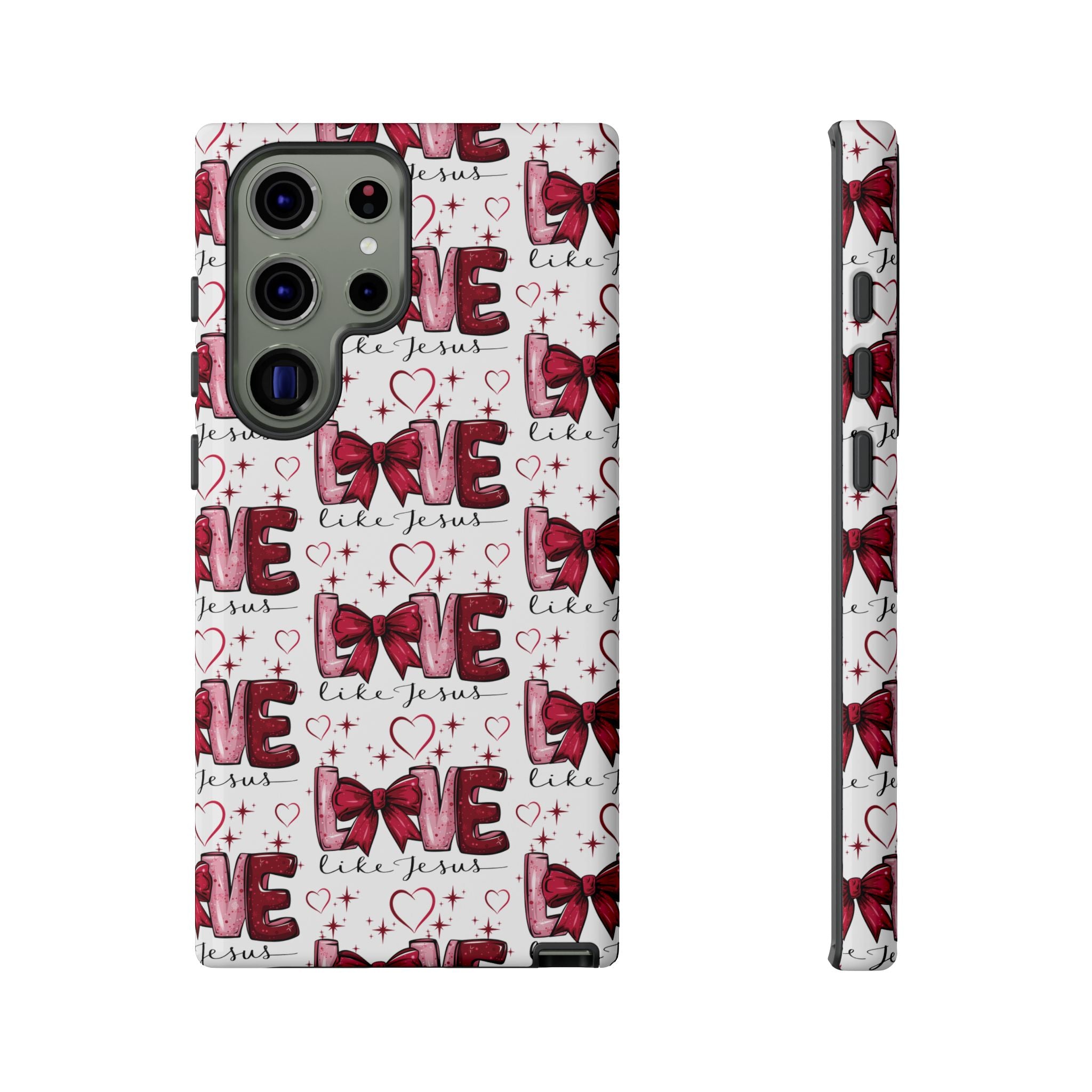 Love Like Jesus Red Bows and Hearts—Tough, Faithful Phone Cases & Religious iPhone Accessories: Protect Your Device & Show Your Faith