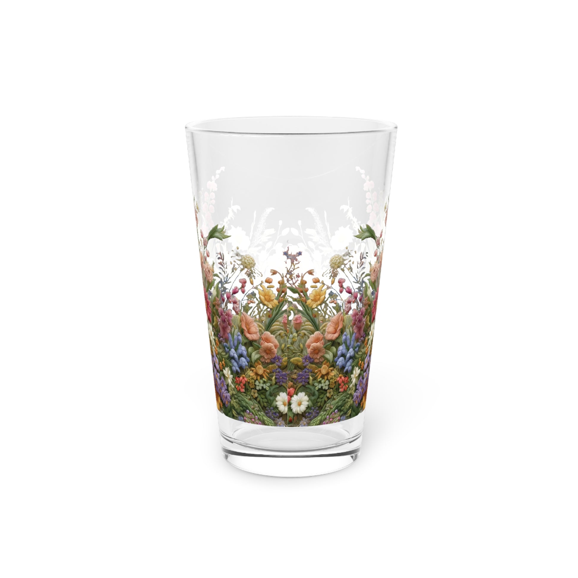 New House Floral Watercolor 16oz Pint Glass Delicate Blooms for Refreshing Sips Art Gifts, Party Drinkware, Cocktail Glass Housewarming Perfect Gift Party Drinkware, Cocktail, Wedding Perfect for Parties.