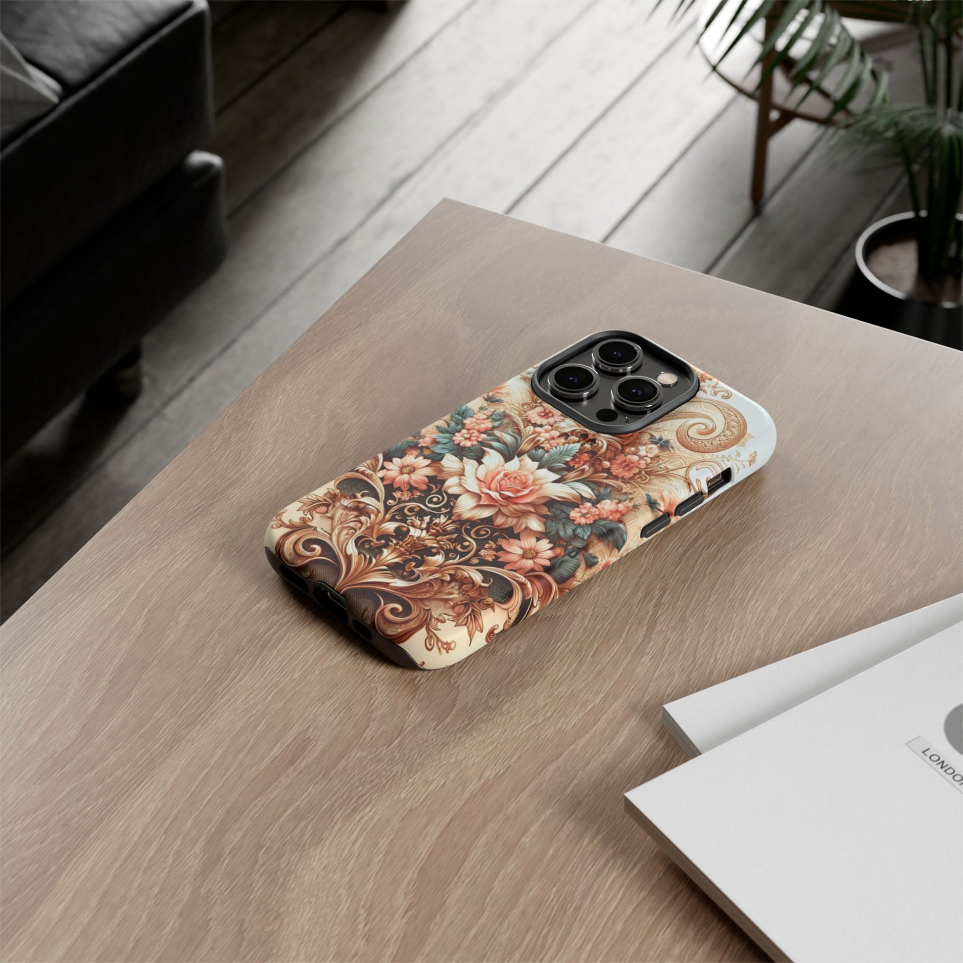Gold Design Luxury Phone Tough Case Floral Elegant Durable Stylish for Modern Devices iPhone 17, 16, 15, Samsung iPhone Samsung Accessory Gift for Her