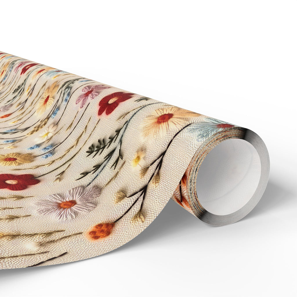 BOHO 3D Illusion Wildflowers Gift Wrap it's Perfect for Weddings, Bridal and Baby Showers Eco-Friendly, Vibrant Design in Matte Satin, All Occasion