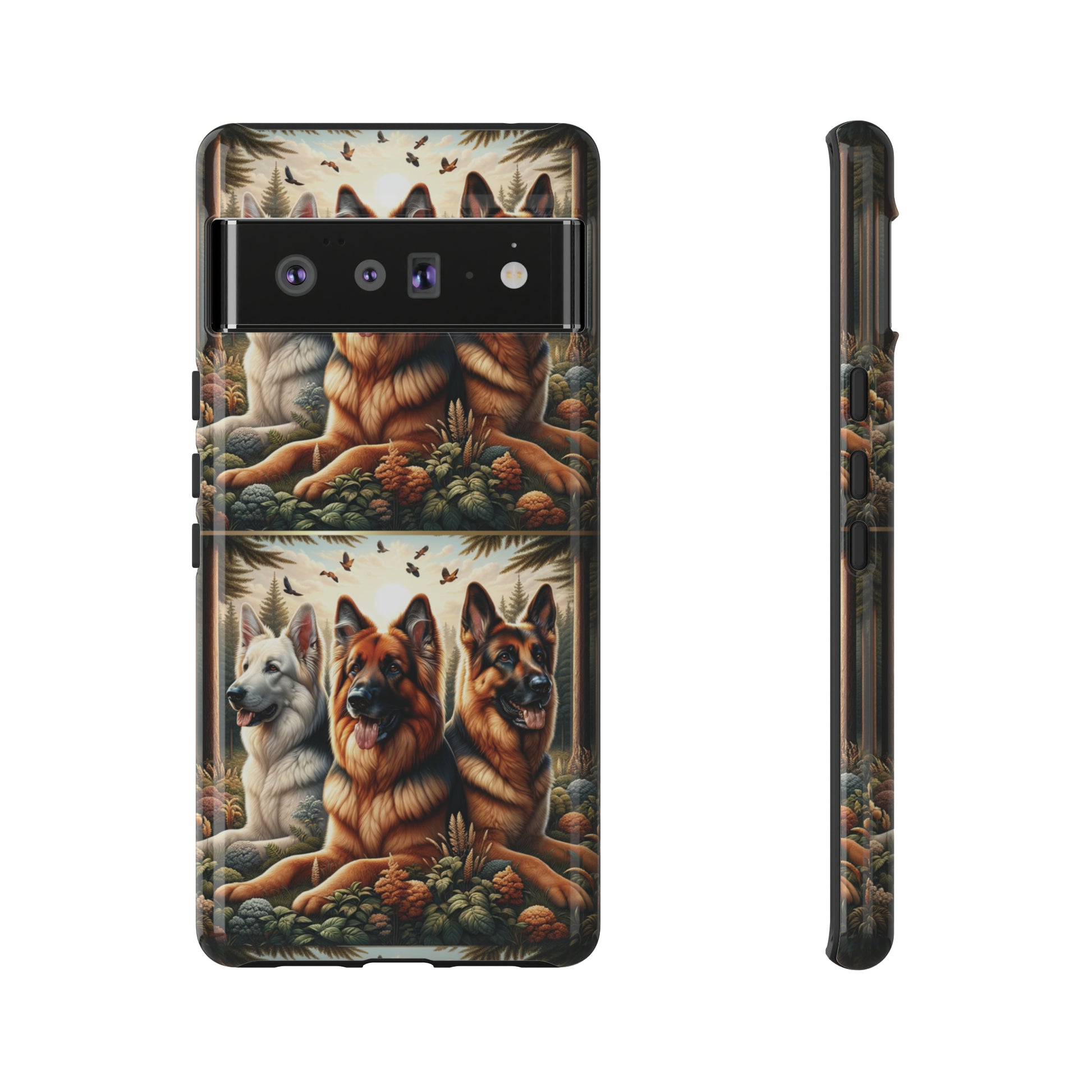 German Shepherd Phone Tough Case Floral Elegant Durable Dog Lover Devices iPhone 15, Samsung iPhone Samsung Accessory Gift for Her.
