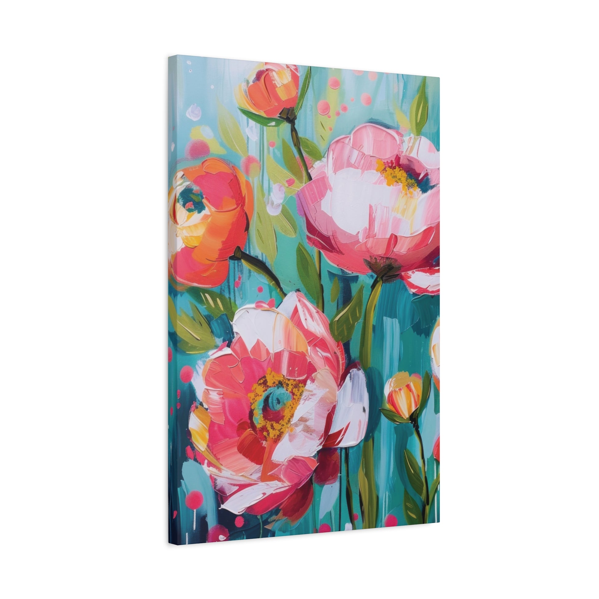Unique Boho Floral Wall Art Matte Canvas Stretched, Vibrant Botanical Design, Perfect for Living Room, Bedroom, or Office Decor, Adds a Stylish Touch to Any Space - MRSBYVALLE
