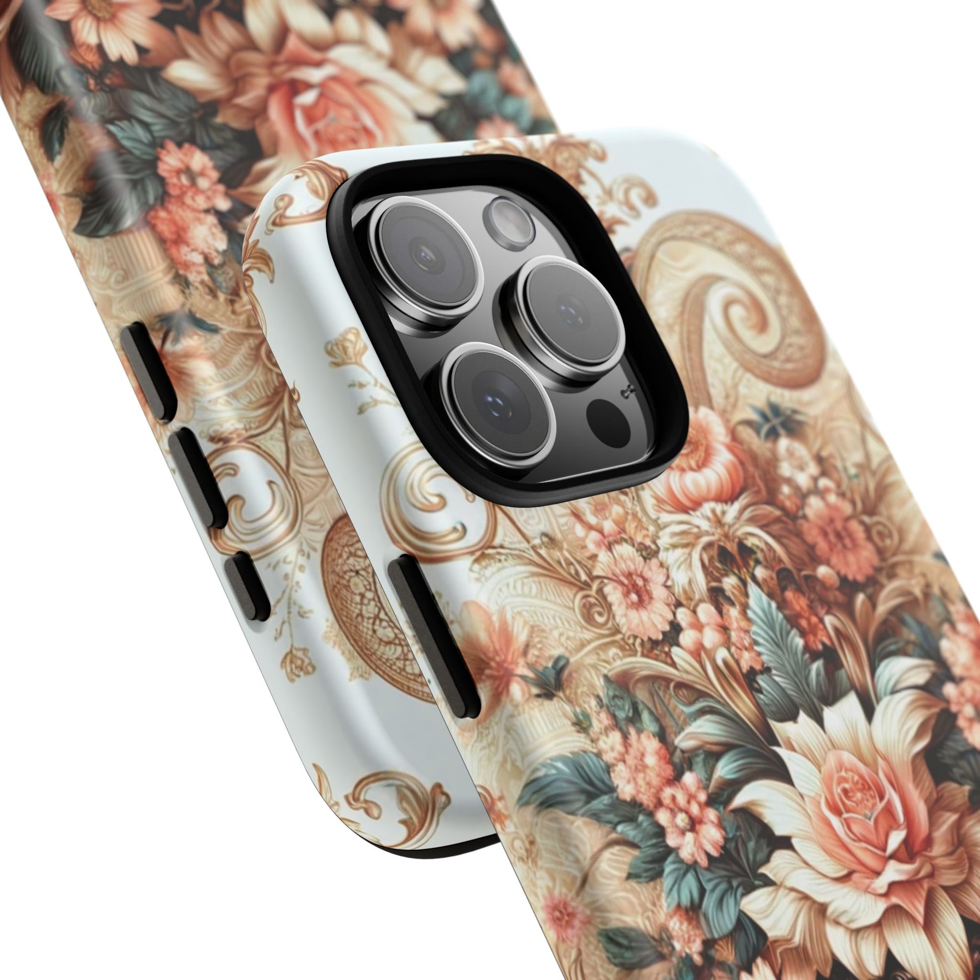 Gold Design Luxury Phone Tough Case Floral Elegant Durable Stylish for Modern Devices iPhone 17, 16, 15, Samsung iPhone Samsung Accessory Gift for Her